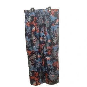 J. JILL Sarasa Tropical Full-leg Crop Pants Navy Blue Size Medium